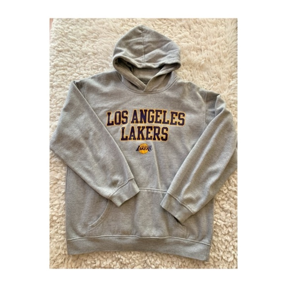 NBA Unisex Los Angeles Lakers Old Skool Gray Logo Hoodie Sweatshirt